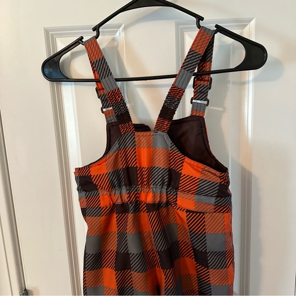 Toddler size 4T snow bibs checkered orange brown - Picture 9 of 9